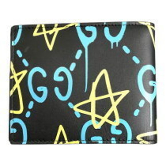 Gucci GG Ghost Bifold Wallet Blue Yellow Leather - Picture 1 of 7
